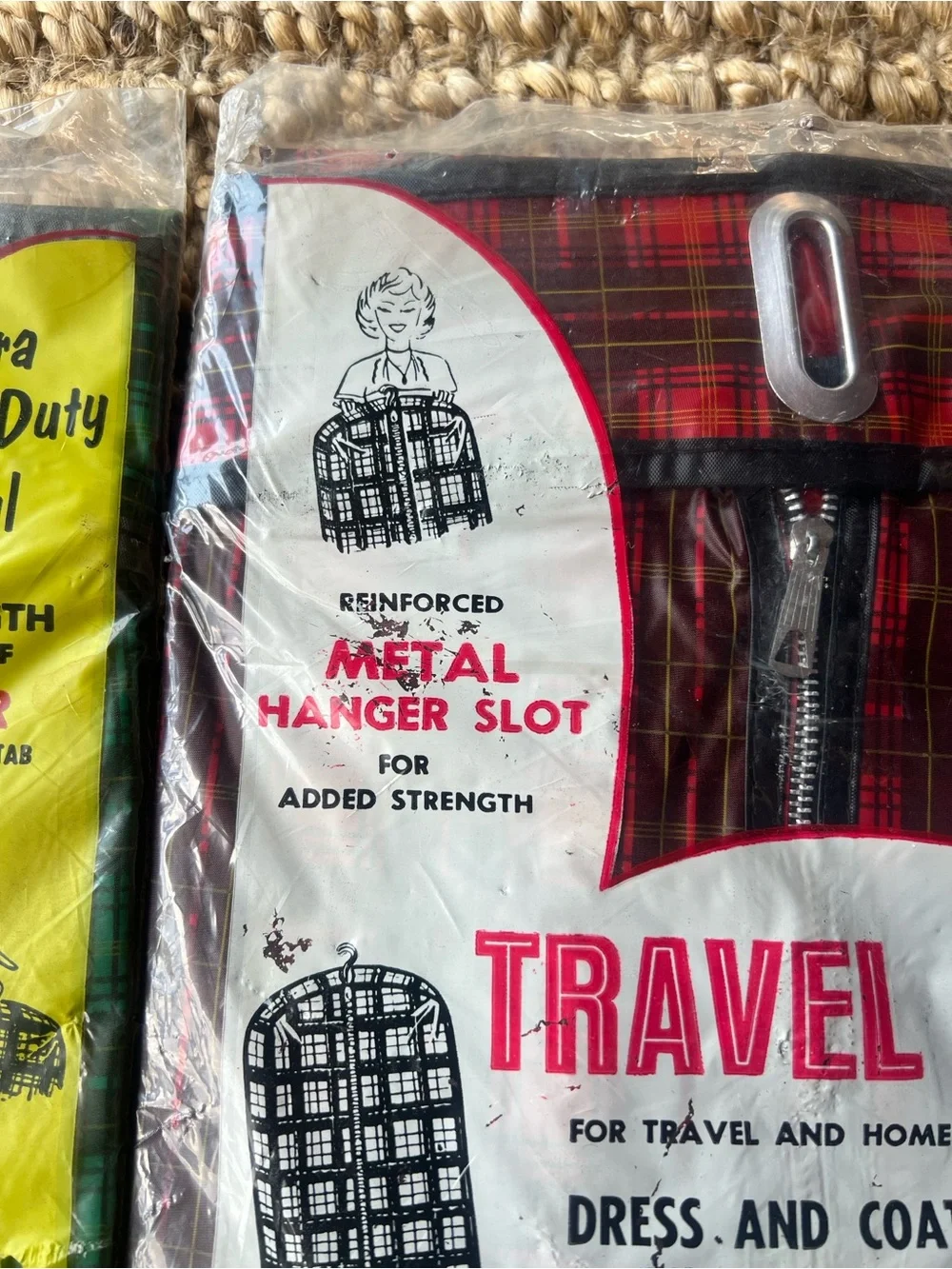 Vintage Travelite Plaid Garment Bags NOS Lot of 2 1960s MCM